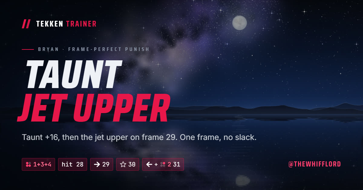 Taunt Jet Upper trainer on Tekken Trainer